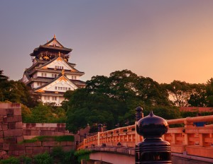 Osaka Castle in Osaka, Japan.